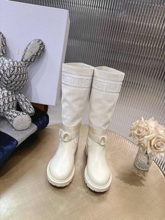 Top-tier Dior Major Embroidered Riding Boots with Leather and Mahogany Trim. The