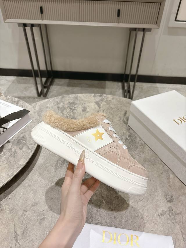 Dior Fall/Winter 2025 Cd Platform Casual Sneakers, White Sneakers, Half-Slippers