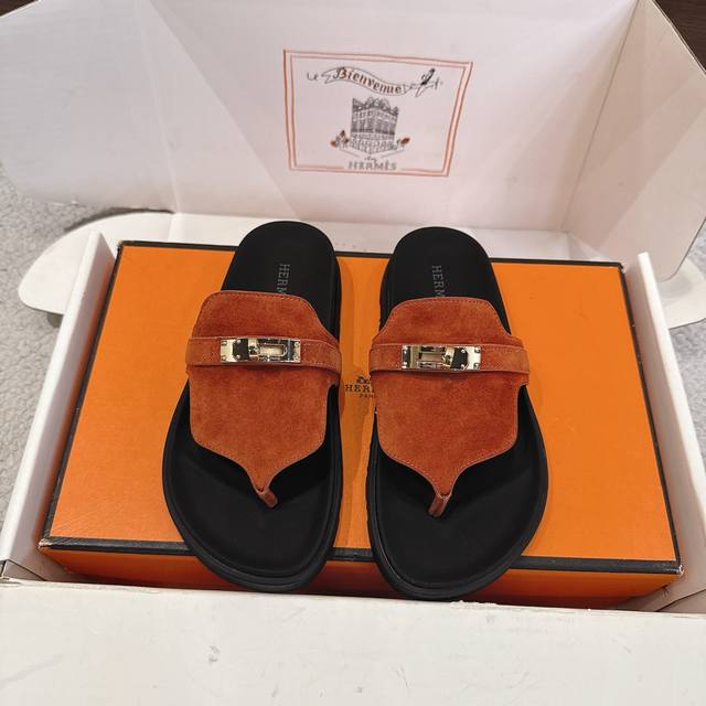 Factory Price P Hermes Classic Thong Sandals Empire Series Stylish and Versatile
