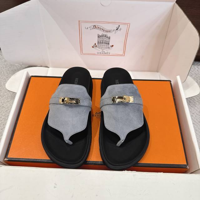 Factory Price P Hermes Classic Thong Sandals Empire Series Stylish and Versatile