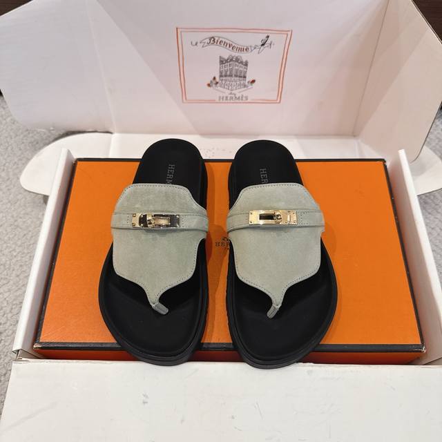 Factory Price P Hermes Classic Thong Sandals Empire Series Stylish and Versatile