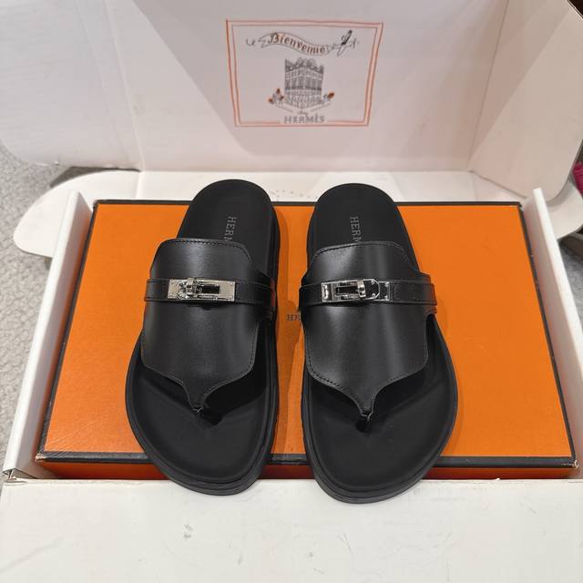 Factory Price P Hermes Classic Thong Sandals Empire Series Stylish and Versatile