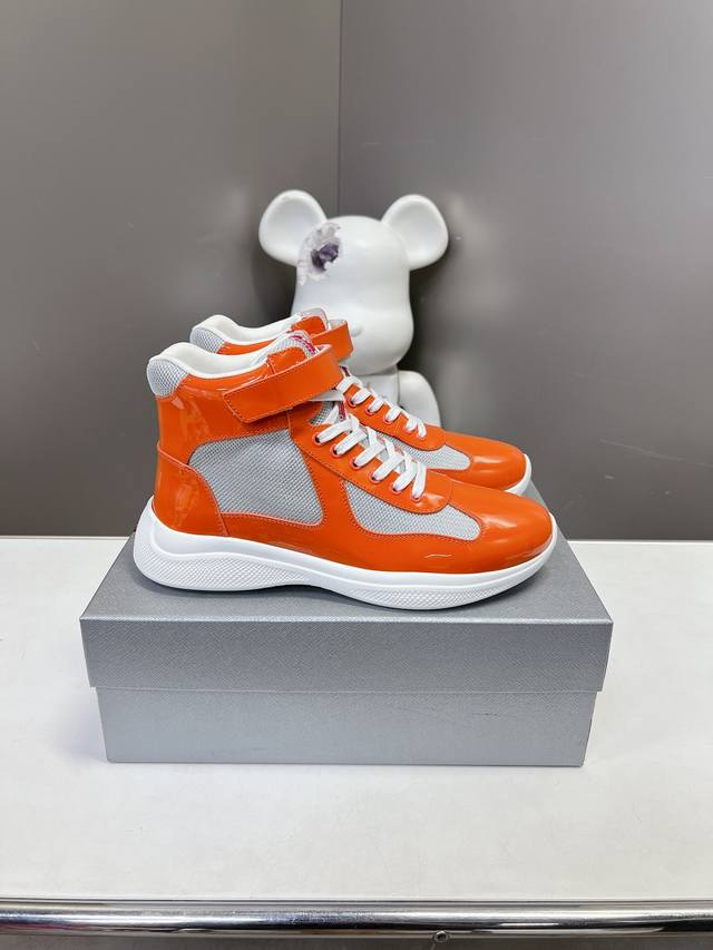 Prada high-top sneakers, top-of-the-line model. Features include an imported fly