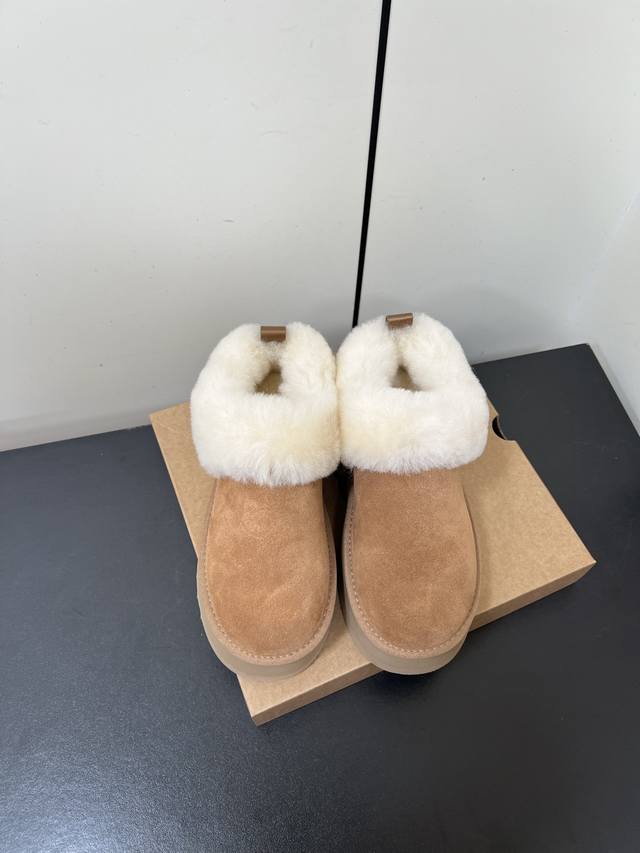 Ugg Autumn Round Toe Thick Sole Fluffy Shoes The fluffy collar is soft and comfo