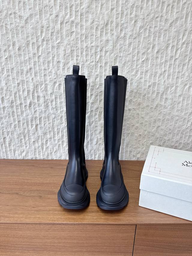 G658 Alexander McQueen 25Ss Autumn/Winter New Thick-Soled Elastic Back Zipper Lo