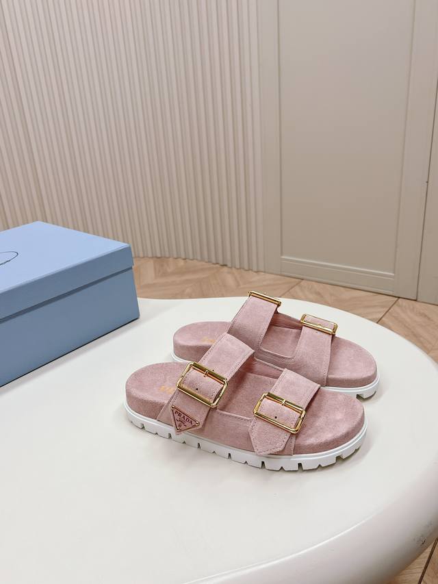Latest Collection! Prada Spring/Summer New Sandals, Double-Breasted Slippers, La