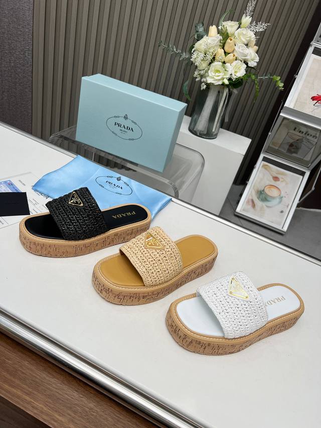 Factory direct Prada upgraded high-quality version super popular platform sandal