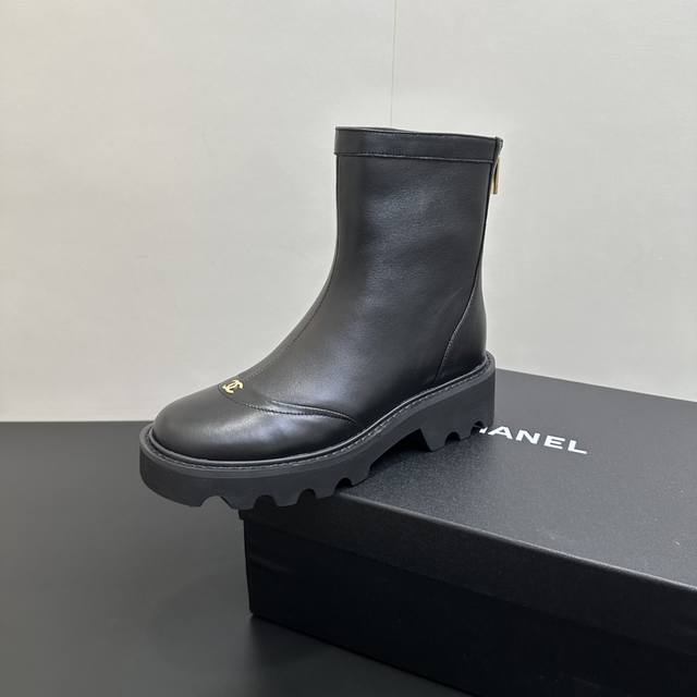 2025 Chanel Patchwork Back Zipper Ankle Boots, a must-have item for this fall/wi