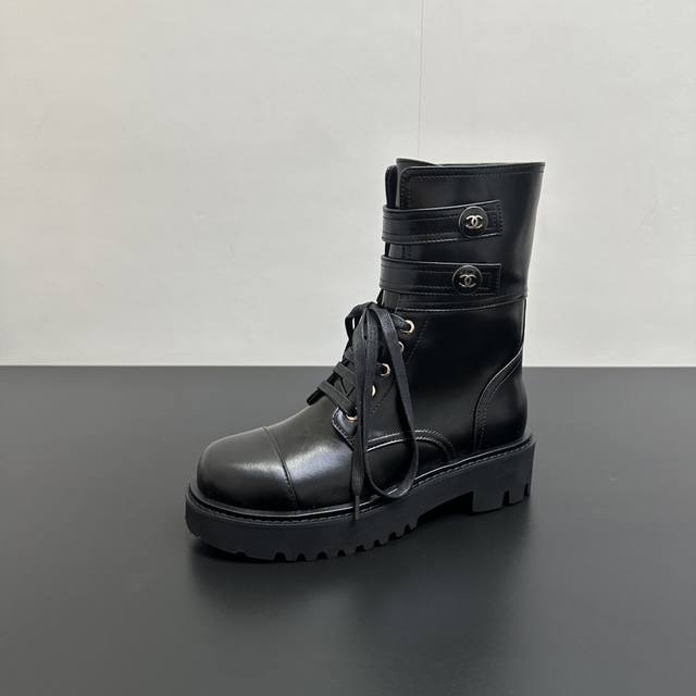 Chanel new autumn/winter lace-up chunky platform ankle boots, high-quality repli