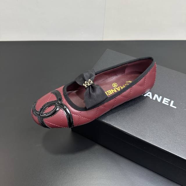 25P Spring/Summer New Chanel Vintage Cambon Series Bow Ballet Flats with Big Dou