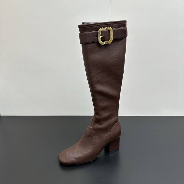 Miumiu F026 2025 Autumn/Winter Runway New Slim Fit High-Heeled Long Boots with E