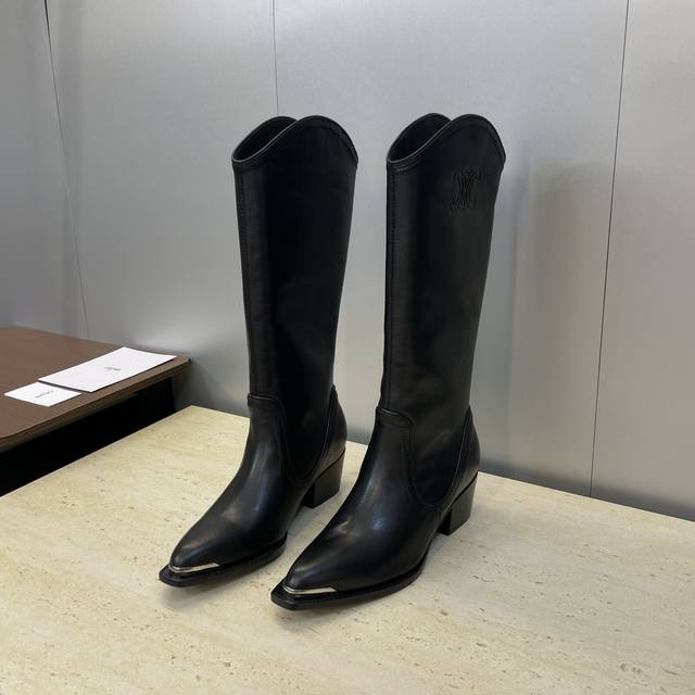 Factory Price P Leather Celine 2025 Autumn/Winter New Punk Style Iron-Toe Motorc Factory Price P Leather Celine 2025 Autumn/Winter New Punk Style Iron-Toe Motorc