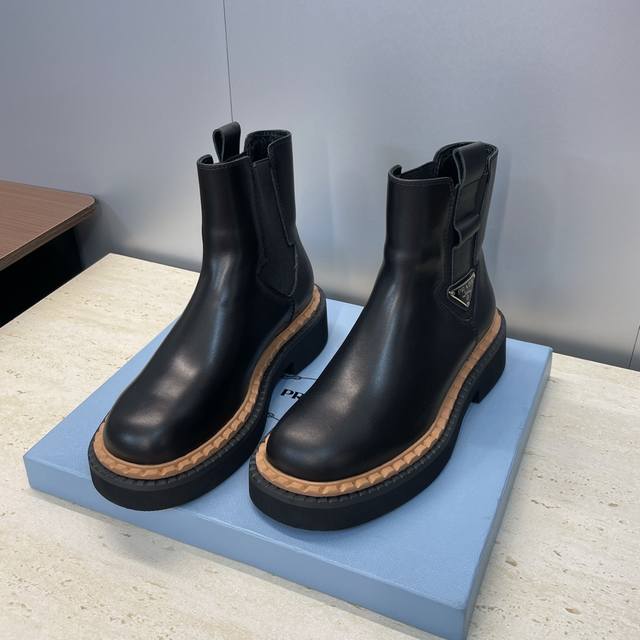 Factory Price Prada 2025 Autumn/Winter New Chelsea Style Elastic Low-Heel Motorc