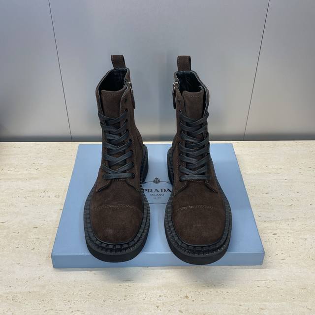 Factory Price Prada 2025 Autumn/Winter New Punk Style Side Zipper Low Heel Motor