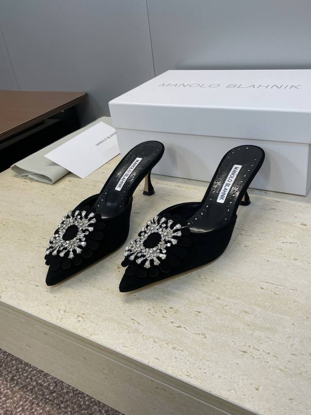 Factory Price P Manolo Blahnlk 2025 Spring/Summer New Mid-Heel Women's Shoes Mb