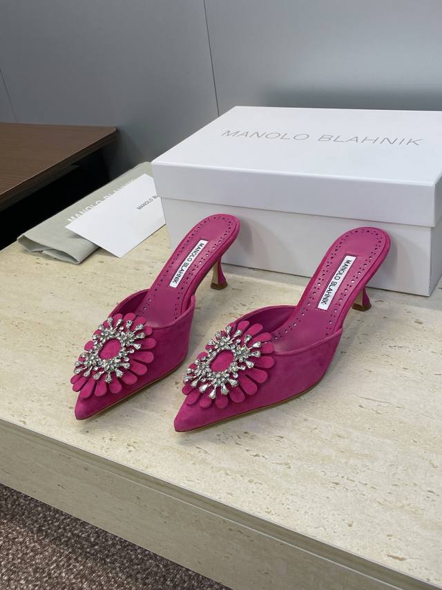 Factory Price P Manolo Blahnlk 2025 Spring/Summer New Mid-Heel Women's Shoes Mb