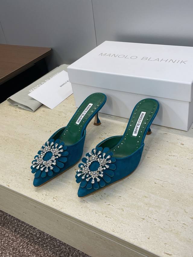 Factory Price P Manolo Blahnlk 2025 Spring/Summer New Mid-Heel Women's Shoes Mb