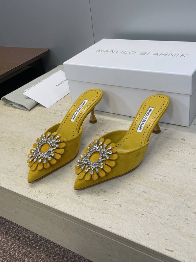 Factory Price P Manolo Blahnlk 2025 Spring/Summer New Mid-Heel Women's Shoes Mb