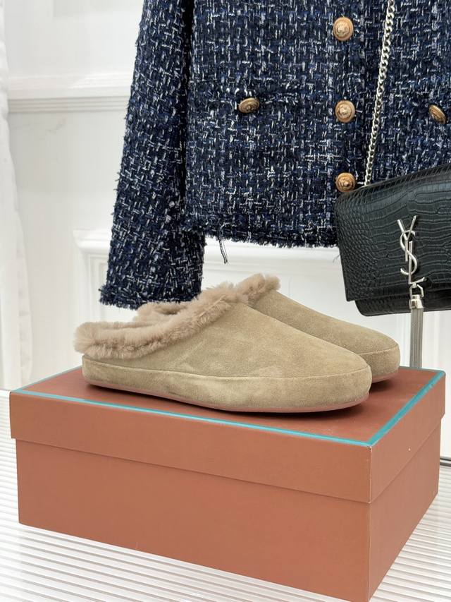 Factory Price Loro Piana Lp70Wf New Couple Retro Wool Casual Slippers When Itali