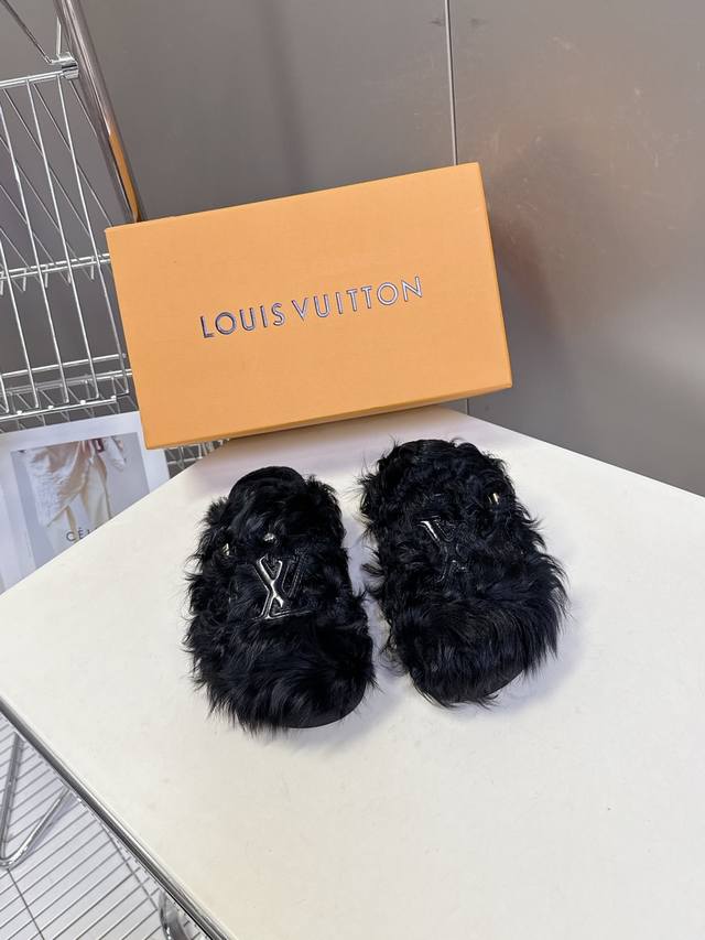 Louis Vuitton LV Fall/Winter Newest Furry Slippers ~ These furry slippers are so