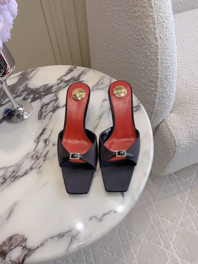 Factory Price P Saint Laurent* YSL New Square Toe High-Heeled Sandals, a beautif