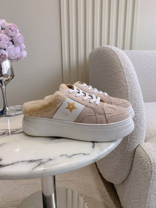 Thin Sole/Thick Sole Dio* New Wool Warm Thick-Soled Half-Slippers Super Thick, W