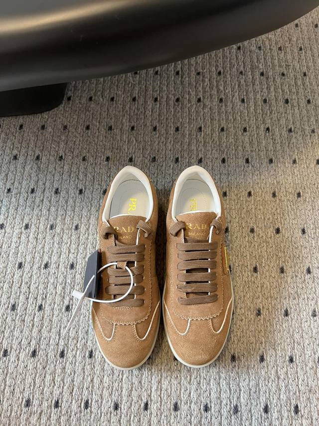 Prad* Latest Downtown Bold Series Platform Triangle Logo Casual White Sneakers S