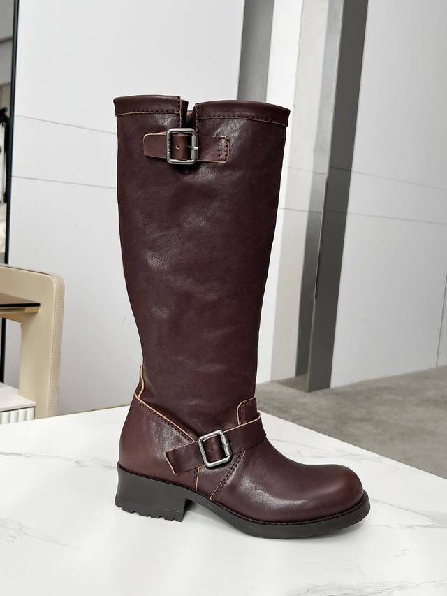 Prad* 25Ss Prad Retro Martin Boots, Fashionable Motorcycle Martin Boots, Effortl