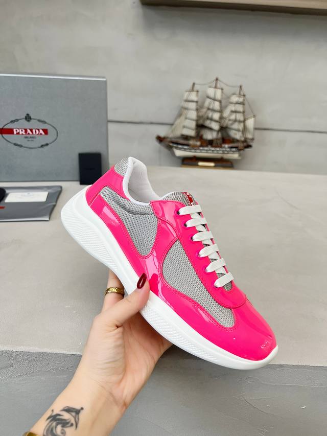 Prada top-of-the-line sneakers. Features include an imported flyknit upper with