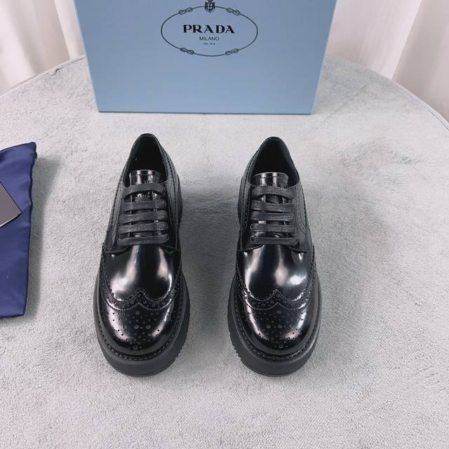 Prada New Loafers Upper: Imported split patent leather Lining: Mixed sheepskin S