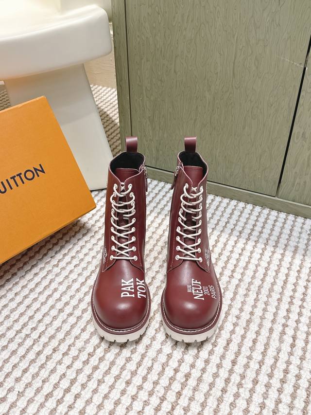 High-quality Louis Vuitton Graffiti Series Couple Boots with Side Zipper Lace-up