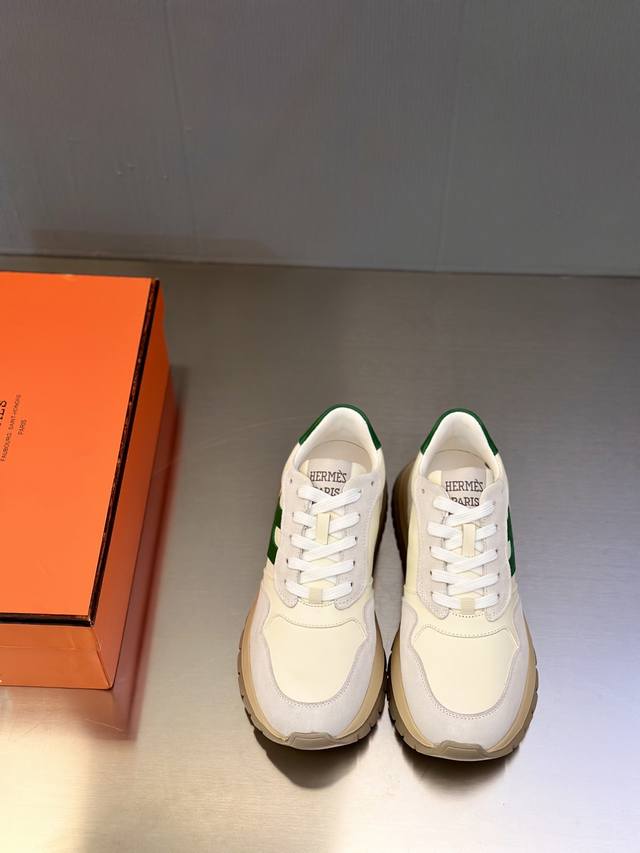 H Hermes Men's Sneakers, crafted from imported breathable mesh and neoprene mate