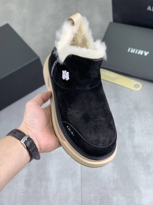 Factory price, high-quality leather and fur, Amiri winter fur shoes, new Ma-1 st