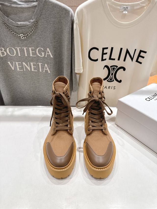 High-quality factory direct. Celine F035 2025Ss new retro lace-up platform mid-