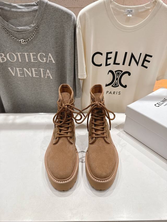 High-quality factory direct. Celine F035 2025Ss new retro lace-up platform mid-