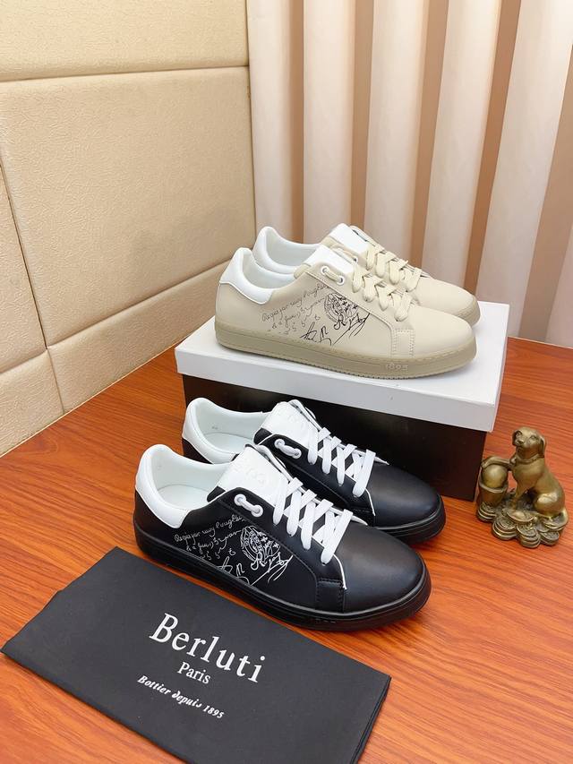 Price: Berlut* New arrival Shadow knit and leather sneakers, featuring a two-to