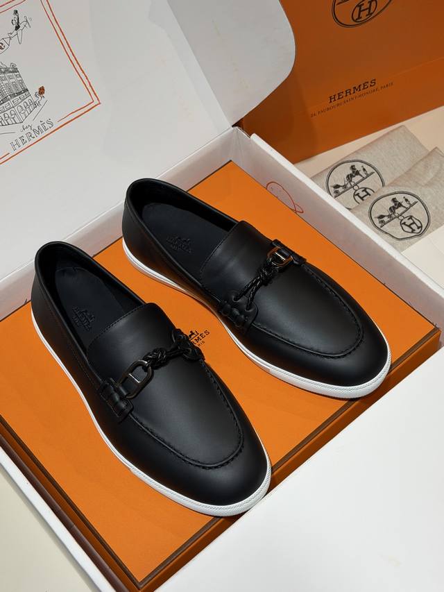 Hermes Bouning Men's Flat Shoes - Leather Midsole Original purchase, 1:1 replica