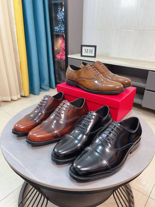 Factory Price p Salvatore Ferragamo Men's Latest Casual Business Leather Shoes