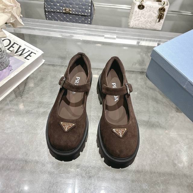 Factory Price p prad* Prada 25Ss New Platform Mary Jane Shoes Retro, fashionabl