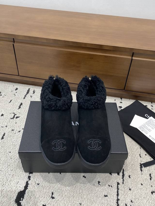 Chanel 2025 Fall/Winter Furry Shoes Chanel Fall/Winter New Genuine Wool Slippers