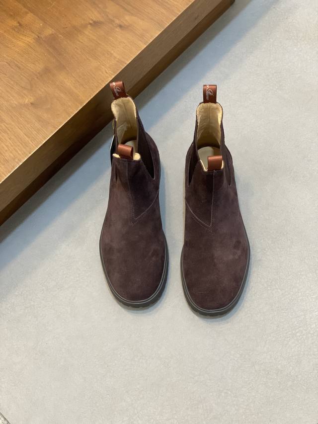 Loro Piana Autumn/Winter New Men's Suede Leather Chelsea Ankle Boots! Made with