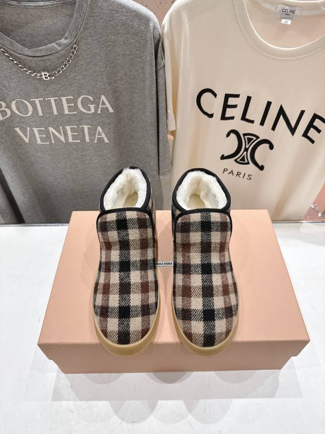 High-quality factory version Miumiu F022 2025Ss Autumn/Winter runway wool ankle