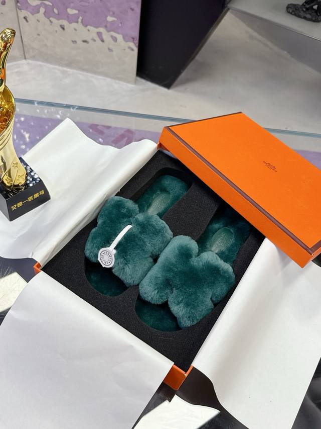 Factory Price: Hermes Classic H Slippers, High-End Wool Craftsmanship Classic Ev