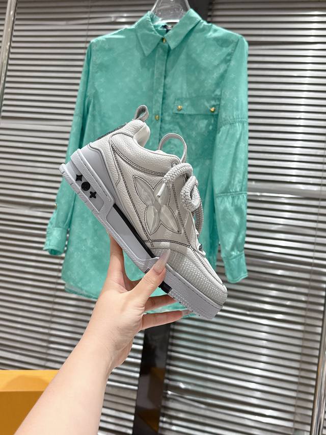 Chip-equipped LV Skate Series Tariner Sneakers, Clover Skate Shoes, Couple Retr