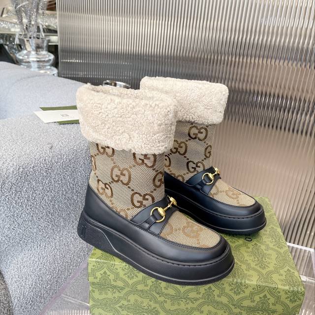 Gucci Paris Fashion Week China 2022 Merino Sheepskin Sheepskin Snow Boots, jacqu