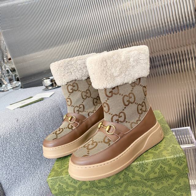 Gucci Paris Fashion Week China 2022 Merino Sheepskin Sheepskin Snow Boots, jacqu