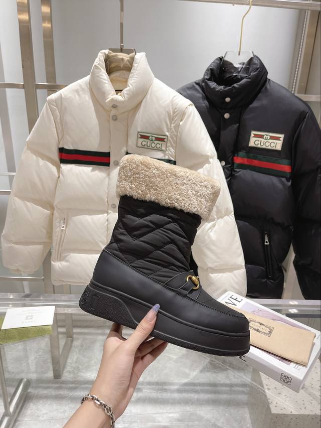 Gucci Paris Fashion Week China 2022 Merino Sheepskin Sheepskin Snow Boots, jacqu