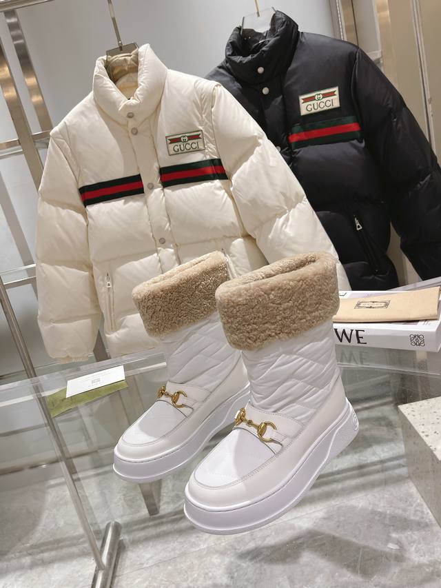 Gucci Paris Fashion Week China 2022 Merino Sheepskin Sheepskin Snow Boots, jacqu