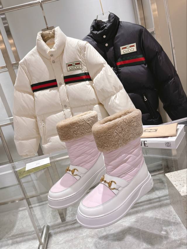 Gucci Paris Fashion Week China 2022 Merino Sheepskin Sheepskin Snow Boots, jacqu