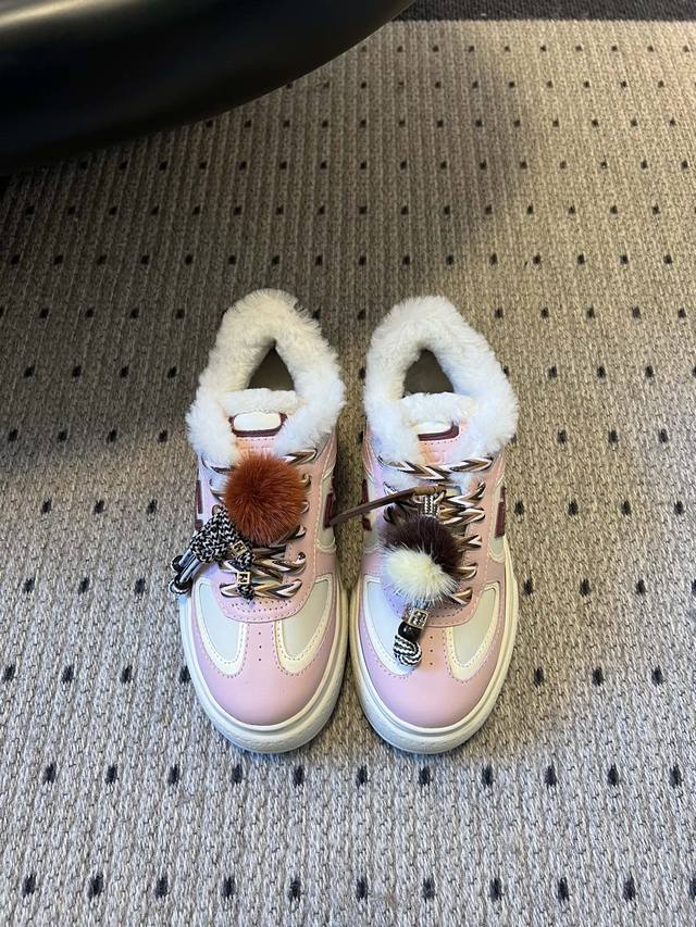 Top Quality Fend*25Ss Fleece-Lined Platform Shoes Sports Casual Shoes The shoe d